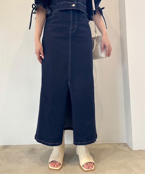 OLIVE des OLIVE（オリーブデオリーブ）の「ストレッチデニムロングスカート　1041010150（デニムスカート・レディース・サックスブルー/インディゴブルー・FREE）」の17枚目の写真