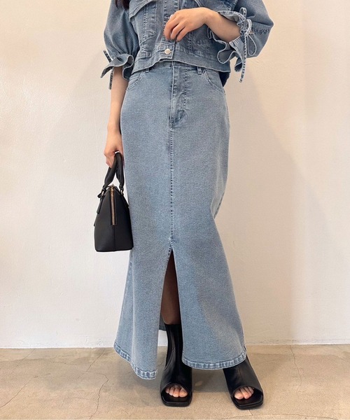 OLIVE des OLIVE（オリーブデオリーブ）の「ストレッチデニムロングスカート　1041010150（デニムスカート・レディース・サックスブルー/インディゴブルー・FREE）」の22枚目の写真