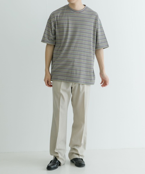 URBAN RESEARCH（アーバンリサーチ）の「マルチボーダーオーバーTシャツ（Tシャツ/カットソー・メンズ・グレー/チャコールグレー/ブラック・MEDIUM/X-LARGE/LARGE）」の7枚目の写真