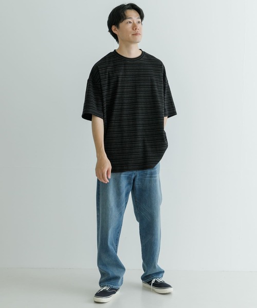 URBAN RESEARCH（アーバンリサーチ）の「マルチボーダーオーバーTシャツ（Tシャツ/カットソー・メンズ・グレー/チャコールグレー/ブラック・MEDIUM/X-LARGE/LARGE）」の12枚目の写真