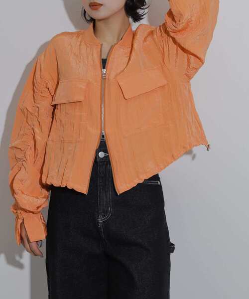 SENSE OF PLACE by URBAN RESEARCH（センスオブプレイスバイアーバンリサーチ）の「ドロストシャーリングシアーブルゾン（ブルゾン・レディース・ブラック/オレンジ/アイボリー・ONE）」の3枚目の写真