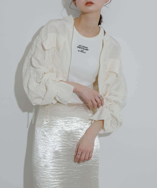 SENSE OF PLACE by URBAN RESEARCH（センスオブプレイスバイアーバンリサーチ）の「ドロストシャーリングシアーブルゾン（ブルゾン・レディース・ブラック/オレンジ/アイボリー・ONE）」の2枚目の写真