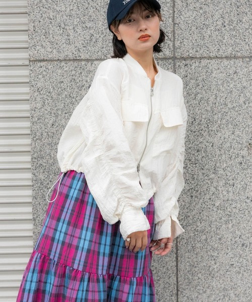 SENSE OF PLACE by URBAN RESEARCH（センスオブプレイスバイアーバンリサーチ）の「ドロストシャーリングシアーブルゾン（ブルゾン・レディース・ブラック/オレンジ/アイボリー・ONE）」の11枚目の写真