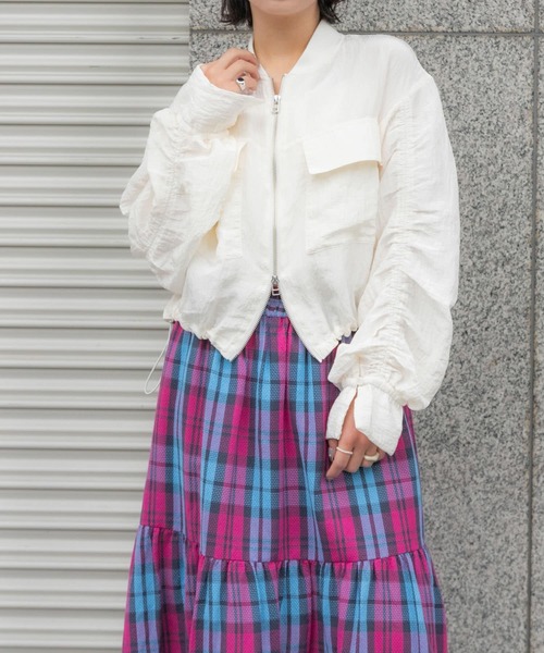 SENSE OF PLACE by URBAN RESEARCH（センスオブプレイスバイアーバンリサーチ）の「ドロストシャーリングシアーブルゾン（ブルゾン・レディース・ブラック/オレンジ/アイボリー・ONE）」の12枚目の写真