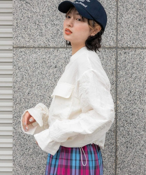 SENSE OF PLACE by URBAN RESEARCH（センスオブプレイスバイアーバンリサーチ）の「ドロストシャーリングシアーブルゾン（ブルゾン・レディース・ブラック/オレンジ/アイボリー・ONE）」の14枚目の写真