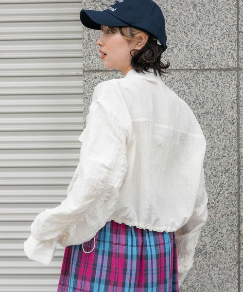 SENSE OF PLACE by URBAN RESEARCH（センスオブプレイスバイアーバンリサーチ）の「ドロストシャーリングシアーブルゾン（ブルゾン・レディース・ブラック/オレンジ/アイボリー・ONE）」の15枚目の写真