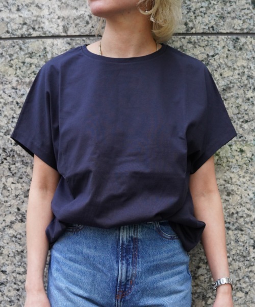 ATON（エイトン）の「ATON (エイトン) SUVIN 60/2 CAP SLEEVE T-SHIRT（Tシャツ/カットソー・レディース・ホワイト/ライトグレー/キャメル/ネイビー/ブラック・2/1）」の4枚目の写真
