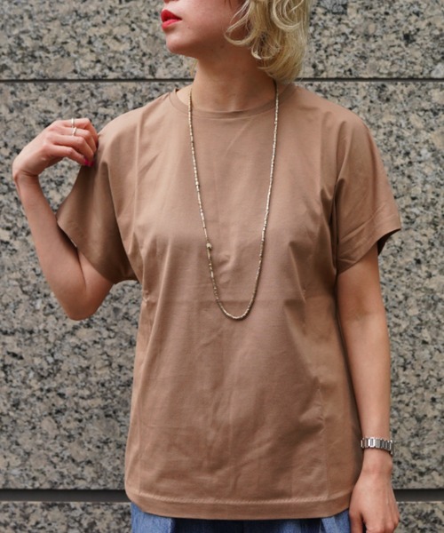 ATON（エイトン）の「ATON (エイトン) SUVIN 60/2 CAP SLEEVE T-SHIRT（Tシャツ/カットソー・レディース・ホワイト/ライトグレー/キャメル/ネイビー/ブラック・2/1）」の5枚目の写真