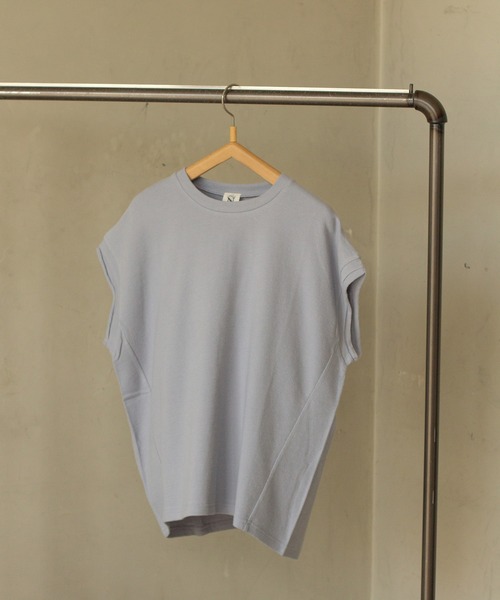 RNA-N(アールエヌエーエヌ)の「M2217 ブロックインレイドロップショルダープルオーバー(Tシャツ/カットソー・レディース・グレイッシュブルー/ブラック/オフホワイト・MEDIUM)」の1枚目の写真