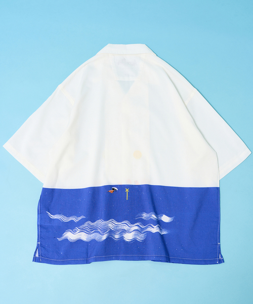 417 EDIFICE（フォーワンセブンエディフィス）の「【Alice Des】 オープンカラーシャツ（シャツ/ブラウス・メンズ・イエロー/ホワイト/ホワイト系その他/ブルー・MEDIUM/LARGE）」の6枚目の写真