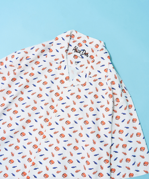 417 EDIFICE（フォーワンセブンエディフィス）の「【Alice Des】 オープンカラーシャツ（シャツ/ブラウス・メンズ・イエロー/ホワイト/ホワイト系その他/ブルー・MEDIUM/LARGE）」の8枚目の写真