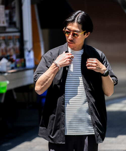 ITEMS URBANRESEARCH（アイテムズ アーバンリサーチ）の「『セットアップ対応』吸水速乾 ドットメッシュ 半袖シャツ（シャツ/ブラウス・メンズ・ブラック/カーキ/ブラウン系その他・MEDIUM/LARGE）」の5枚目の写真