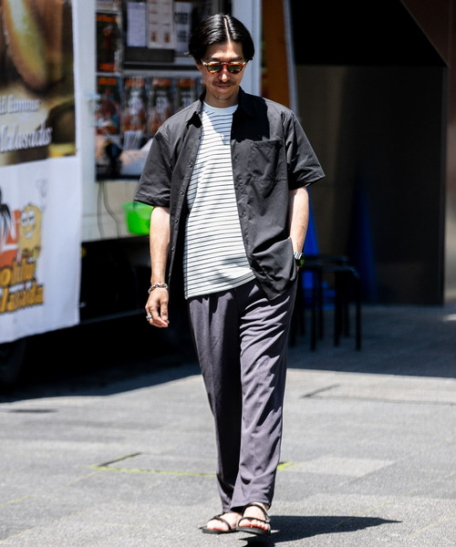 ITEMS URBANRESEARCH（アイテムズ アーバンリサーチ）の「『セットアップ対応』吸水速乾 ドットメッシュ 半袖シャツ（シャツ/ブラウス・メンズ・ブラック/カーキ/ブラウン系その他・MEDIUM/LARGE）」の6枚目の写真