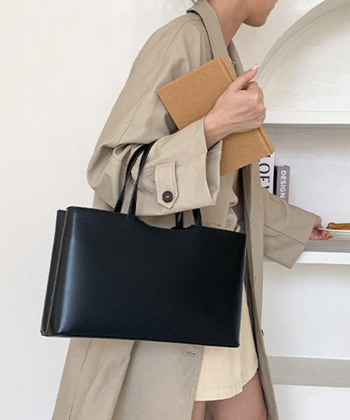 SVEC（シュベック）の「スクエアトートバッグ / ハンドバッグ（トートバッグ・レディース・ブラック/ホワイト/ブラウン・FREE）」の2枚目の写真