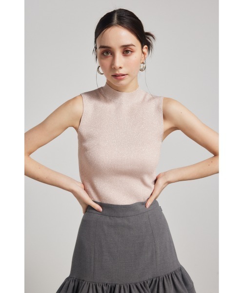 rienda（リエンダ）の「スリーブレスラメウォッシャブルニットトップス 夏服 サマーニット ノースリーブトップス（ニット/セーター・レディース・ホワイト系その他/ベージュ/ライトピンク/ブラック系その他/ライトブルー・FREE）」の5枚目の写真