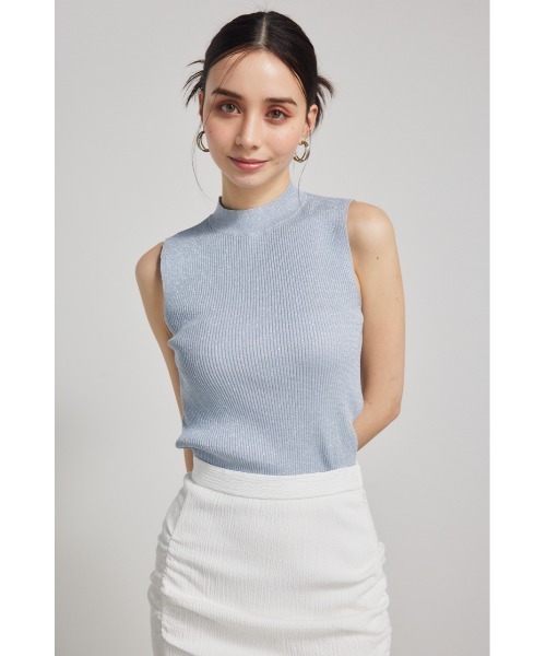 rienda（リエンダ）の「スリーブレスラメウォッシャブルニットトップス 夏服 サマーニット ノースリーブトップス（ニット/セーター・レディース・ホワイト系その他/ベージュ/ライトピンク/ブラック系その他/ライトブルー・FREE）」の4枚目の写真