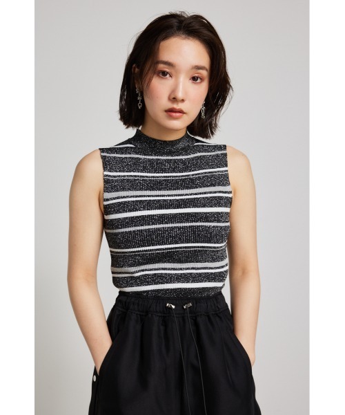 セール】スリーブレスラメウォッシャブルニットトップス 夏服