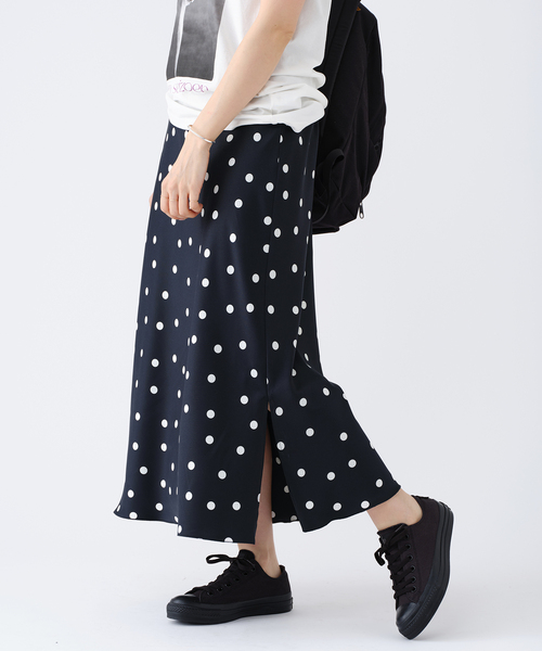 24SS　美品　イエナ　ドットバイヤス　サテンスカート　ロング　ネイビー　34 24SS 美品 イエナ ドットバイヤス サテンスカート ロング