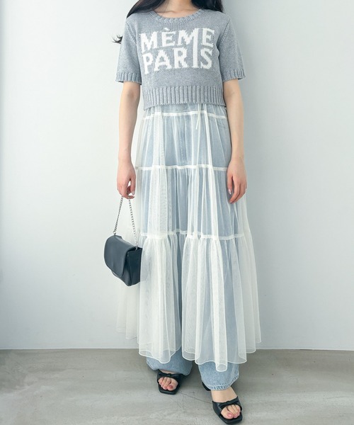ERMANNO SCERVINO レース装飾ハイネックニット 半袖 グレー系 レース襟付き半袖ニット｜Yahoo!フリマ（旧PayPayフリマ）