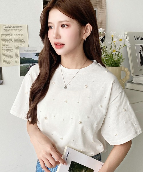 セール】パールミックス半袖Tシャツ（Tシャツ/カットソー