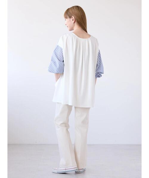 AMERICAN HOLIC(アメリカンホリック)の「異素材バックタックドッキングプルオーバー(Tシャツ/カットソー・レディース・オフホワイト/ストライプ/ネイビー/ブラック・L/M)」の16枚目の写真