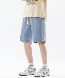 グラデーション サイドラインデニムショートパンツ