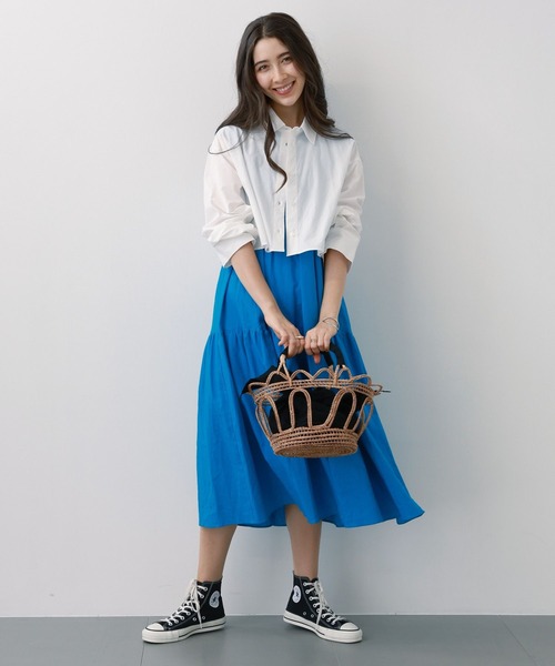 saloon（サルーン）の「SALOON(サルーン)/ショート丈長袖シャツ（シャツ/ブラウス・レディース・ブルー/ホワイト/ブラック・FREE）」の18枚目の写真