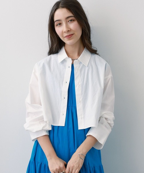 saloon（サルーン）の「SALOON(サルーン)/ショート丈長袖シャツ（シャツ/ブラウス・レディース・ブルー/ホワイト/ブラック・FREE）」の22枚目の写真