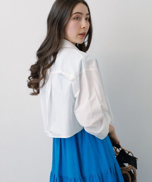 saloon（サルーン）の「SALOON(サルーン)/ショート丈長袖シャツ（シャツ/ブラウス・レディース・ブルー/ホワイト/ブラック・FREE）」の20枚目の写真
