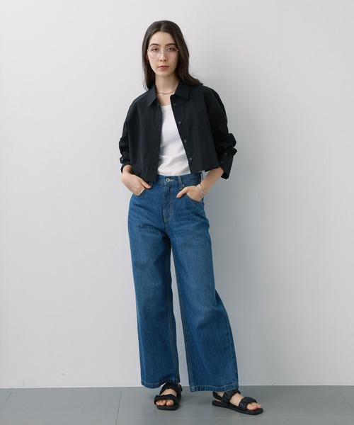 saloon（サルーン）の「SALOON(サルーン)/ショート丈長袖シャツ（シャツ/ブラウス・レディース・ブルー/ホワイト/ブラック・FREE）」の15枚目の写真