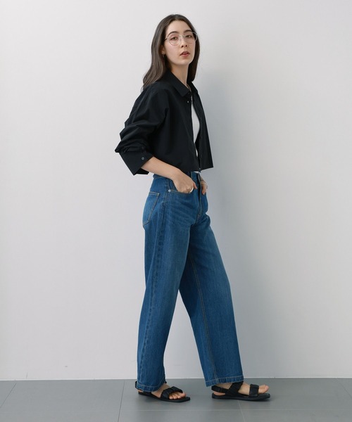 saloon（サルーン）の「SALOON(サルーン)/ショート丈長袖シャツ（シャツ/ブラウス・レディース・ブルー/ホワイト/ブラック・FREE）」の14枚目の写真