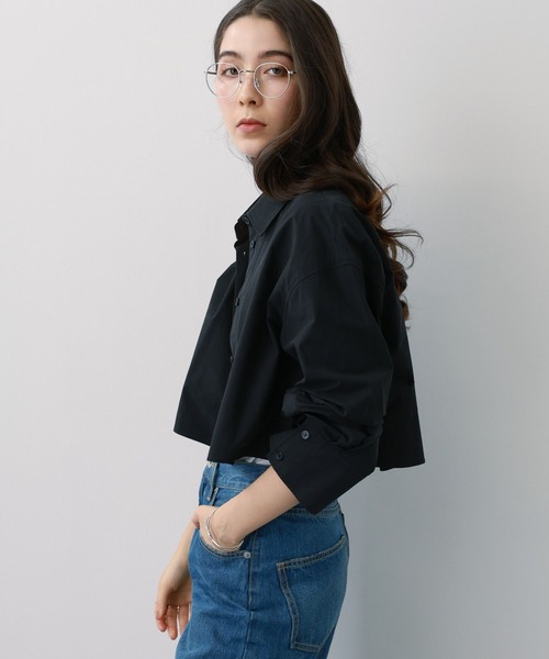 saloon（サルーン）の「SALOON(サルーン)/ショート丈長袖シャツ（シャツ/ブラウス・レディース・ブルー/ホワイト/ブラック・FREE）」の12枚目の写真