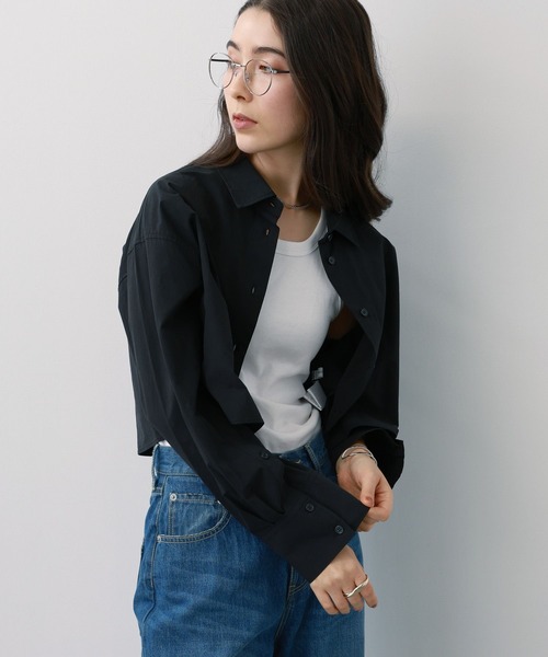 saloon（サルーン）の「SALOON(サルーン)/ショート丈長袖シャツ（シャツ/ブラウス・レディース・ブルー/ホワイト/ブラック・FREE）」の13枚目の写真