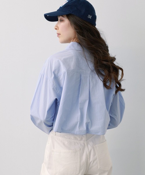 saloon（サルーン）の「SALOON(サルーン)/ショート丈長袖シャツ（シャツ/ブラウス・レディース・ブルー/ホワイト/ブラック・FREE）」の4枚目の写真