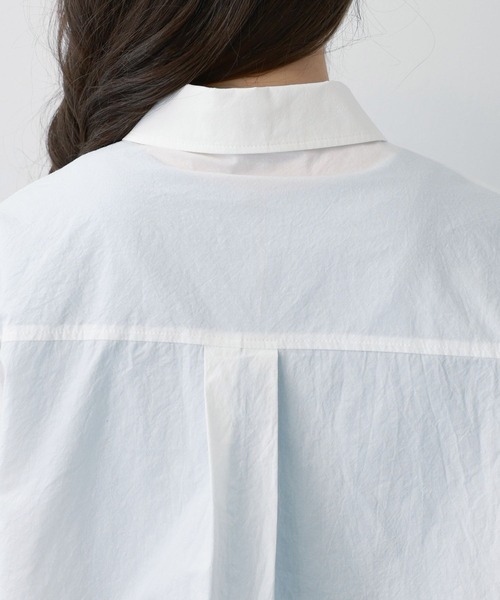 saloon（サルーン）の「SALOON(サルーン)/ショート丈長袖シャツ（シャツ/ブラウス・レディース・ブルー/ホワイト/ブラック・FREE）」の8枚目の写真