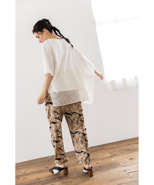 OSMOSIS(オズモーシス)の「バックシフォン切替Tシャツ(Tシャツ/カットソー・レディース・ブラック/ホワイト/ブルー・ONE SIZE)」の7枚目の写真