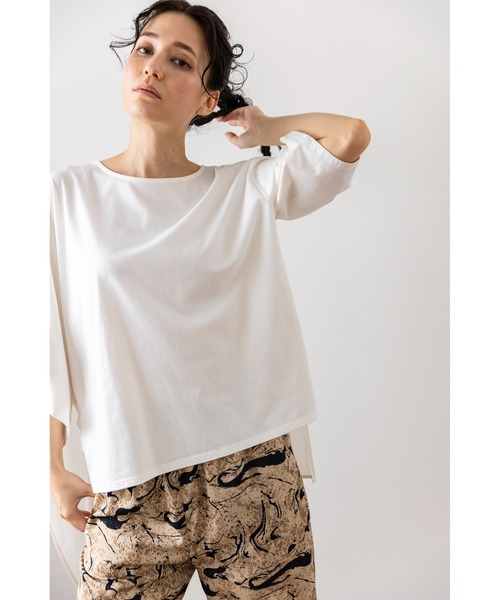OSMOSIS(オズモーシス)の「バックシフォン切替Tシャツ(Tシャツ/カットソー・レディース・ブラック/ホワイト/ブルー・ONE SIZE)」の9枚目の写真
