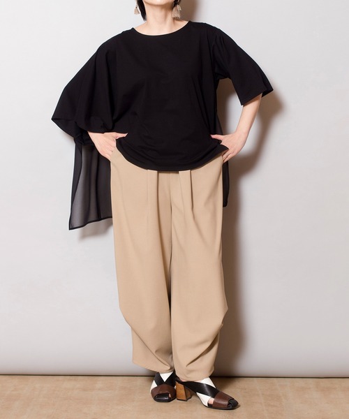 OSMOSIS(オズモーシス)の「バックシフォン切替Tシャツ(Tシャツ/カットソー・レディース・ブラック/ホワイト/ブルー・ONE SIZE)」の11枚目の写真