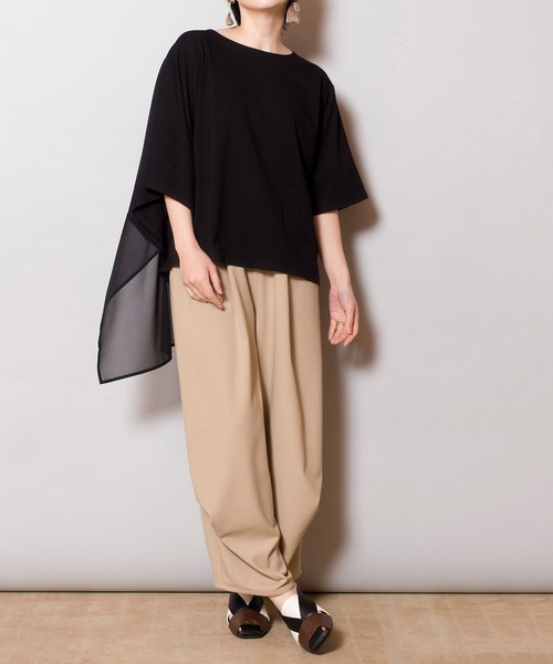 OSMOSIS(オズモーシス)の「バックシフォン切替Tシャツ(Tシャツ/カットソー・レディース・ブラック/ホワイト/ブルー・ONE SIZE)」の12枚目の写真