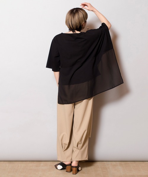 OSMOSIS(オズモーシス)の「バックシフォン切替Tシャツ(Tシャツ/カットソー・レディース・ブラック/ホワイト/ブルー・ONE SIZE)」の16枚目の写真