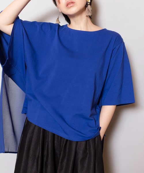 OSMOSIS(オズモーシス)の「バックシフォン切替Tシャツ(Tシャツ/カットソー・レディース・ブラック/ホワイト/ブルー・ONE SIZE)」の17枚目の写真