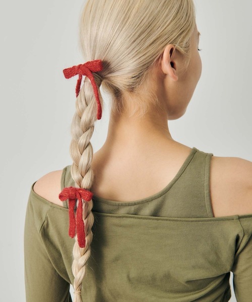 ヘアゴム　No.244 ニット リボン ダブル ヘアカフ（ヘアゴム）｜GOLDY（ゴールディ）の