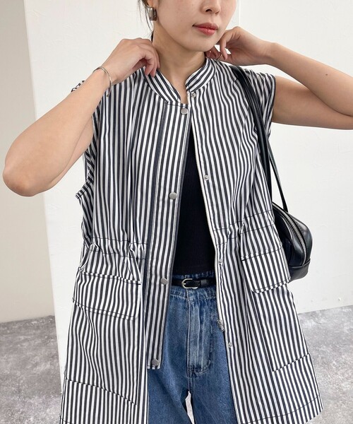 fredy emue（フレディエミュ）の「ミリタリーシャツジレ（ベスト・レディース・オフホワイト/ブルー系その他/ブラック・38）」の3枚目の写真