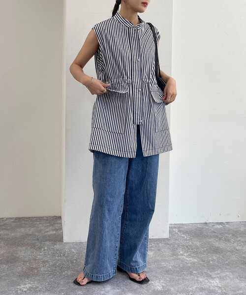 fredy emue（フレディエミュ）の「ミリタリーシャツジレ（ベスト・レディース・オフホワイト/ブルー系その他/ブラック・38）」の10枚目の写真