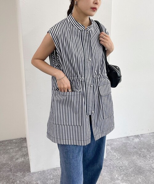 fredy emue（フレディエミュ）の「ミリタリーシャツジレ（ベスト・レディース・オフホワイト/ブルー系その他/ブラック・38）」の12枚目の写真