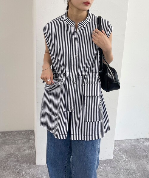 fredy emue（フレディエミュ）の「ミリタリーシャツジレ（ベスト・レディース・オフホワイト/ブルー系その他/ブラック・38）」の13枚目の写真