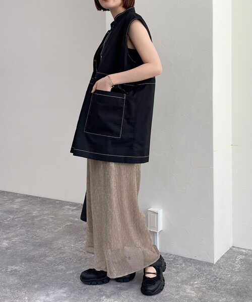 fredy emue（フレディエミュ）の「ミリタリーシャツジレ（ベスト・レディース・オフホワイト/ブルー系その他/ブラック・38）」の15枚目の写真