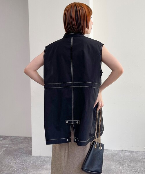 fredy emue（フレディエミュ）の「ミリタリーシャツジレ（ベスト・レディース・オフホワイト/ブルー系その他/ブラック・38）」の21枚目の写真