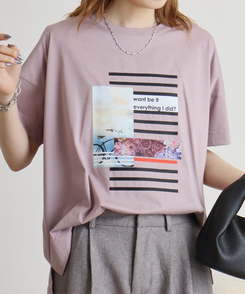 【セール】BRODIAEA コラージュ風プリントＴシャツ（Tシャツ/カットソー）｜BRODIAEA（ブローディア）