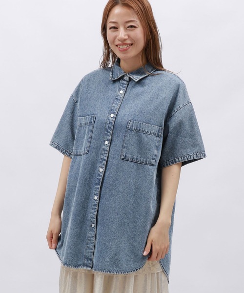 LAKOLE（ラコレ）の「ケミカルウォッシュシャツ半袖 / 128640（シャツ/ブラウス・レディース・ライトブルー/ブラック/ブルー・FREE）」の19枚目の写真